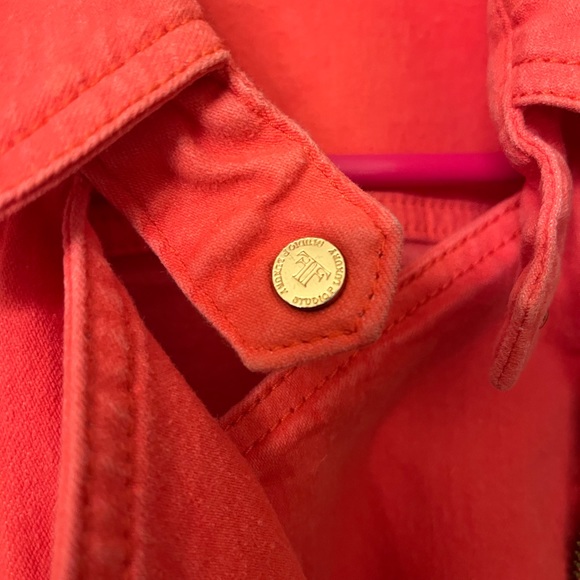 Studio F Neon Orange-Pink Jeanish Jacket Columbia Size 10 - Picture 11 of 13